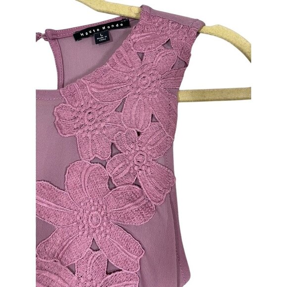 Floral Mesh Bodysuit Pink L Feminine Coquette Chic Glam Boho Western Preppy 80s - Picture 3 of 13